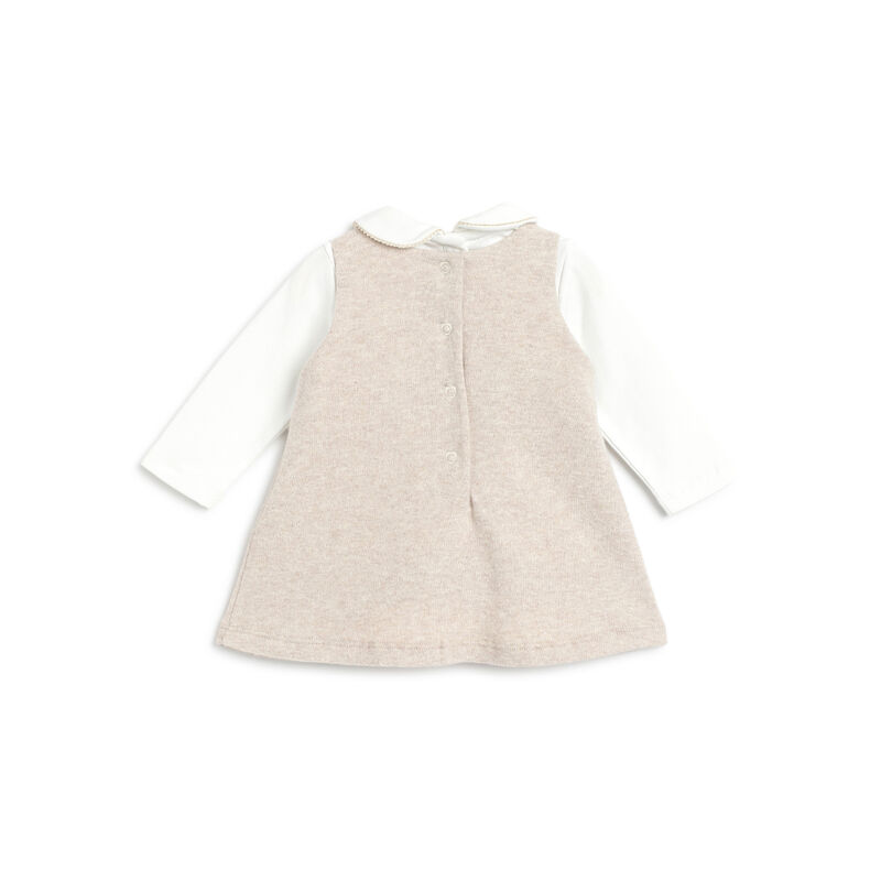 Girls Light Natural Solid T-shirt With Dress image number 3